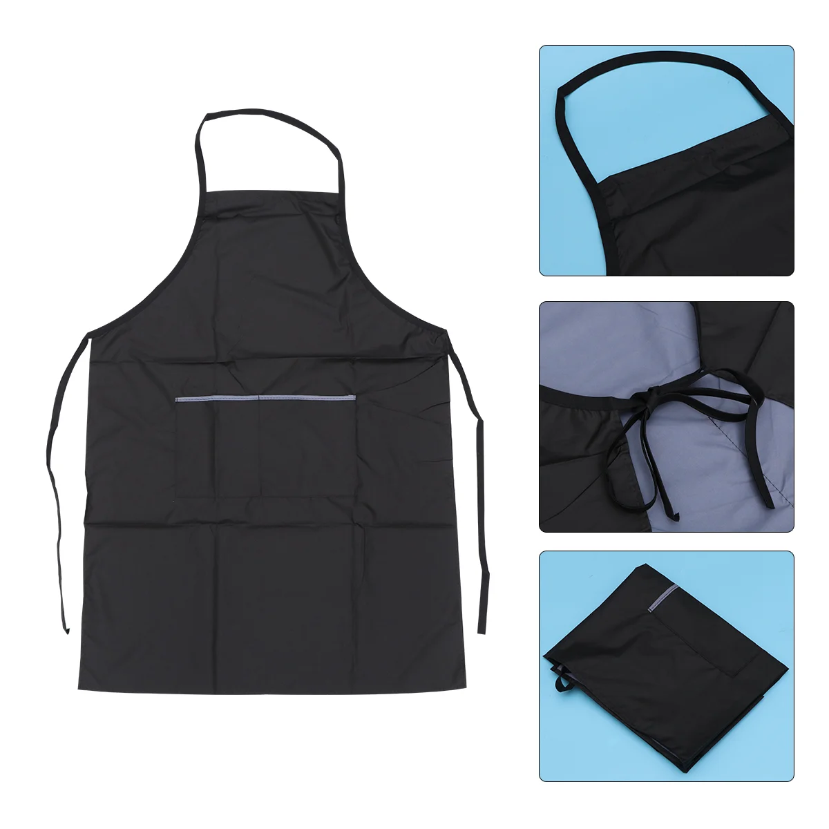 Waterproof Polyester Apron with Large Pockets for Kitchen and Salon Use