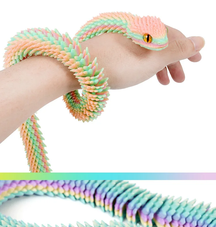 3D Printed Snake Movable Rotatable Articulated Desktop Ornament