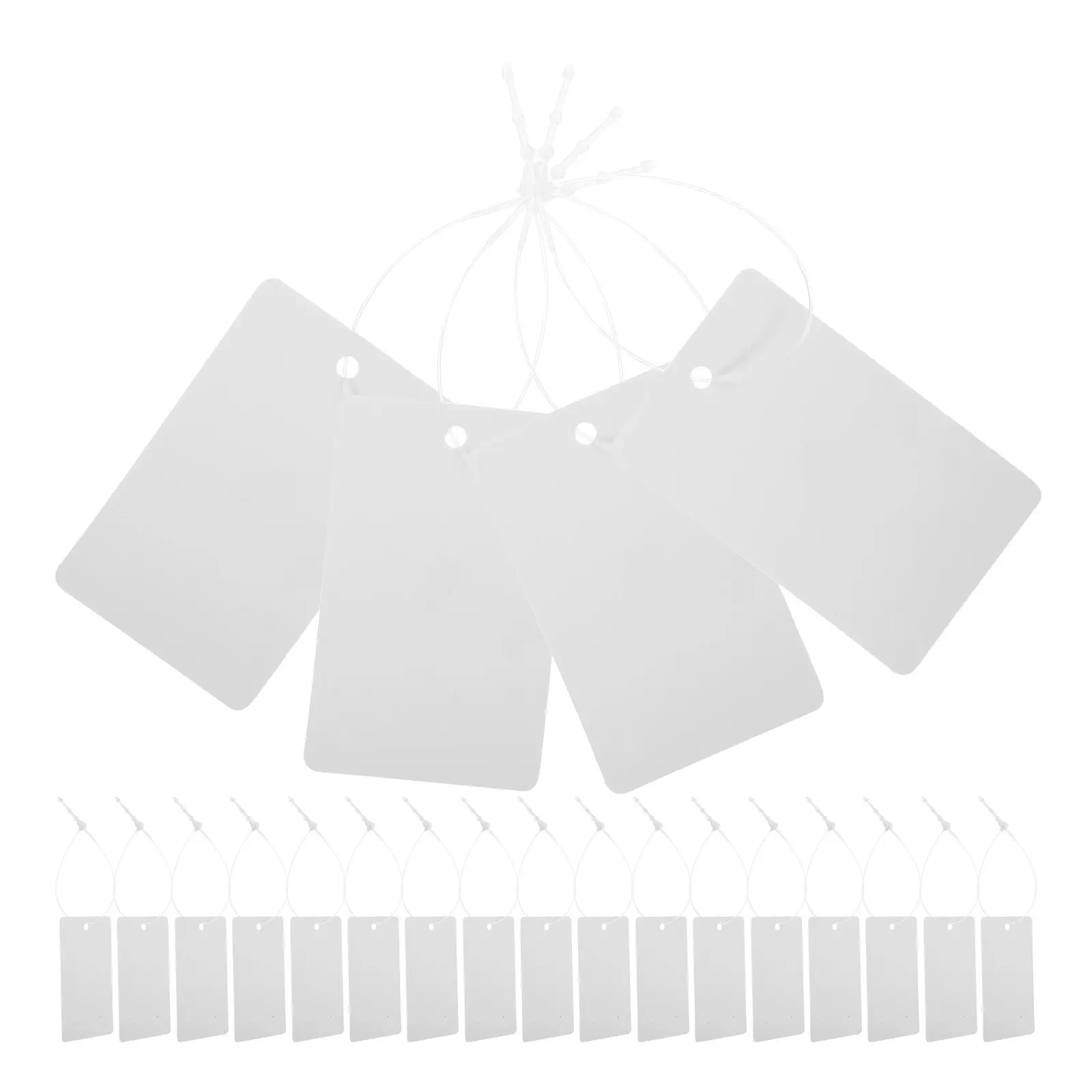 200Pcs 의류 소매 상품 라벨링용 끈이 있는 빈 플라스틱 가격표 오일 방지 찢어짐 방지 DIY