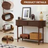 Fluted Console Table, Modern Entryway Table with Tambour Sliding Door, 2-Tier Sofa Table with Storage, Side Table Behind 4
