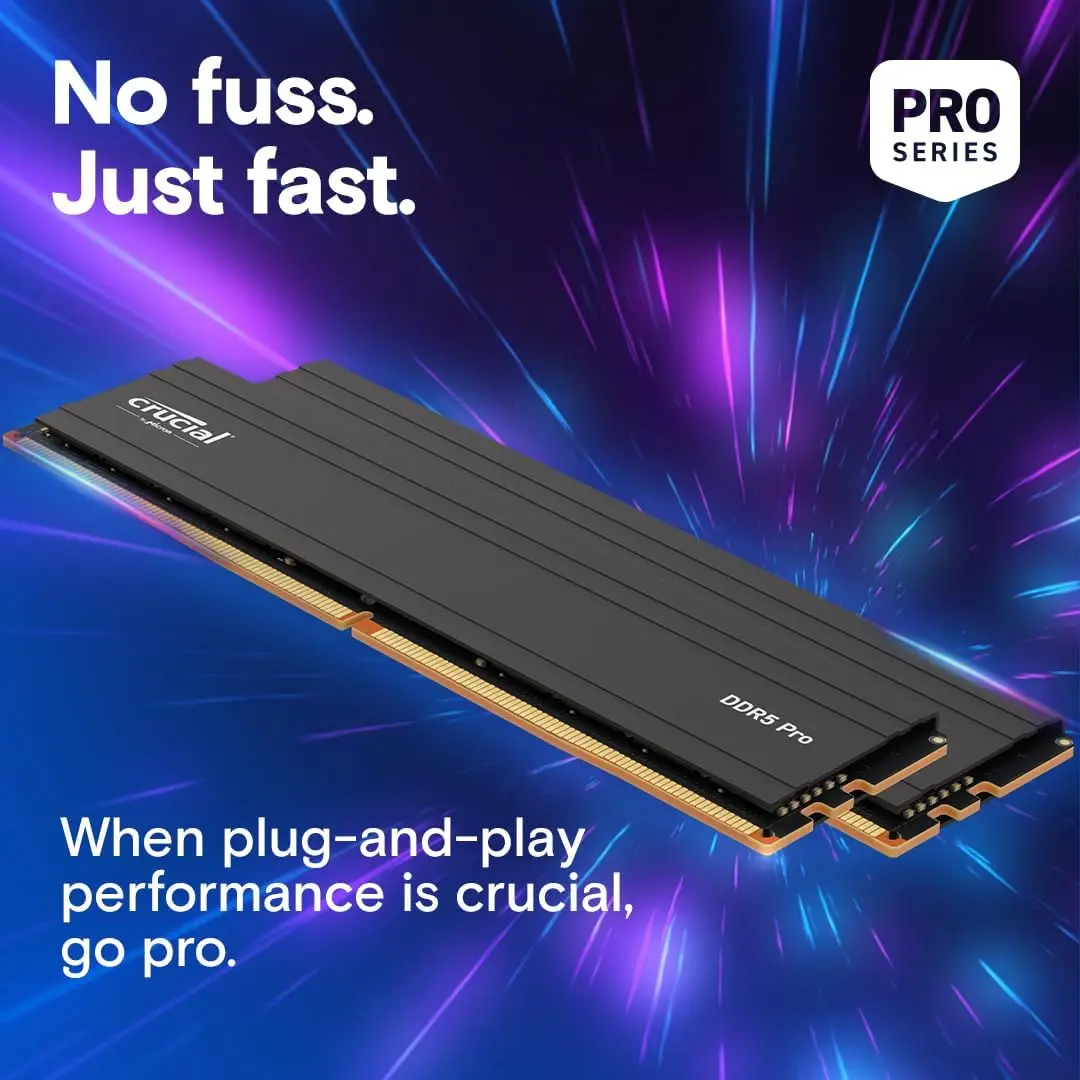 Crucial DDR5 Pro RAM 32GB(2개 16GB) 16GB 6400MHz 6000MHz 데스크탑 메모리 UDIMM 288핀 13세대 인텔 코어 및 AMD Ryzen 7000용
