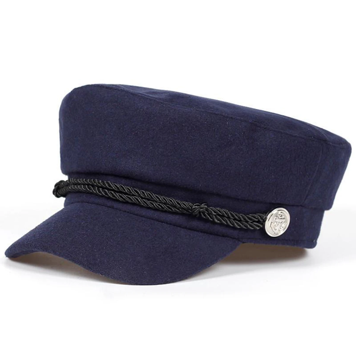 Fashion White Buckle With Rope olid Color Navy hat Spring Autumn Sailor Hats Ladies Beret Caps Men Flat Top Captain Military Cap flat cap sailor hat costume hat