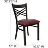 Metal restaurant chairs - Burgundy vinyl chairs, commercial and household coffee chairs 3