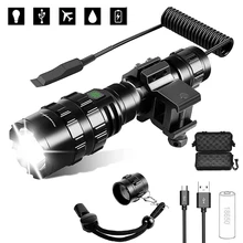 

Tactical Flashlight 1600 Lumens USB Rechargeable Torch Waterproof Hunting Weapon Light with Mount Clip Hunting Gun Accessories