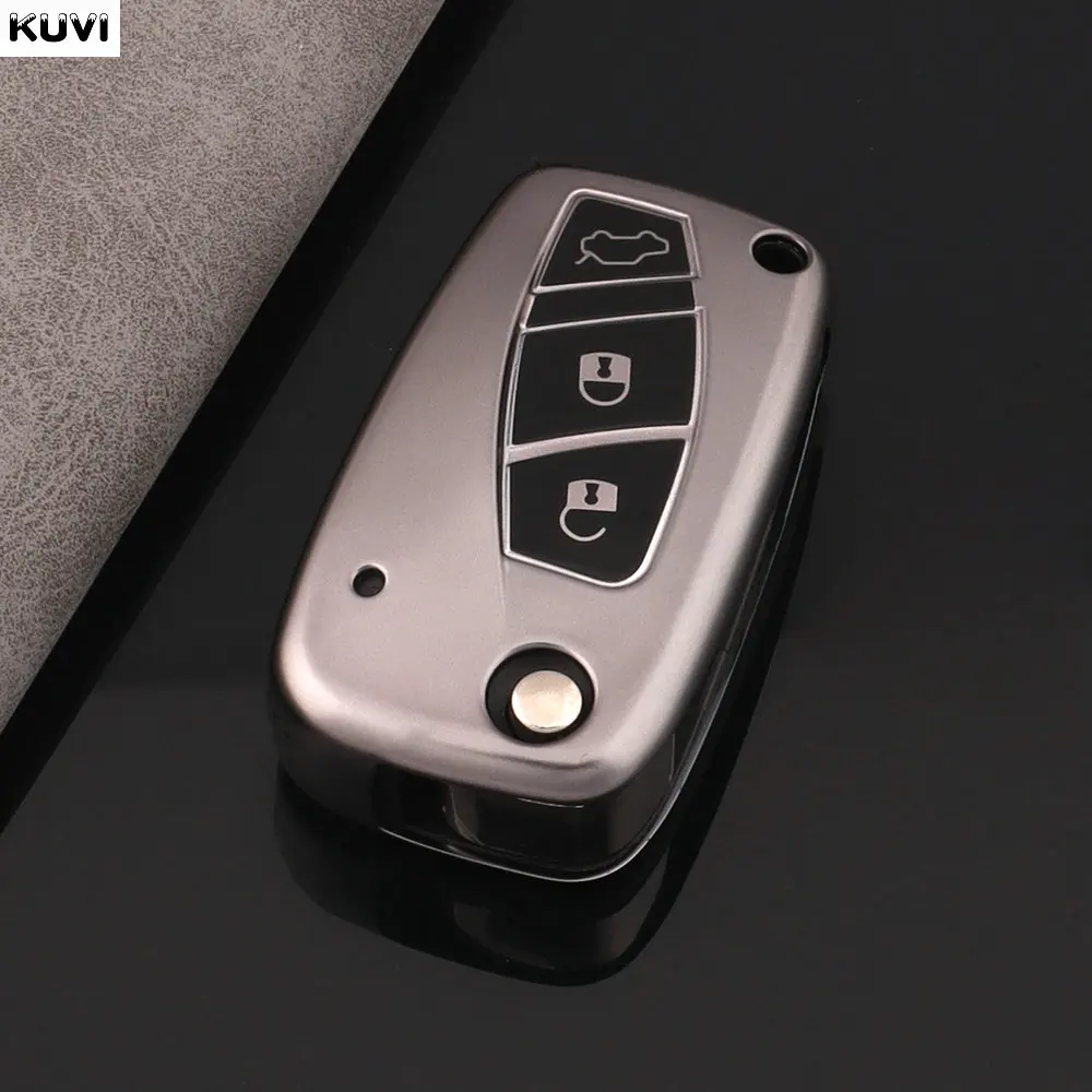 Premium TPU Car Flip Key Case Cover - 3-Button Protection Accessory