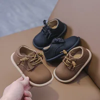 Kids Loafers Slip-on Pu Leather Shallow Black Brown Boys Girls Flat Shoes 21-36 Toddler Fashion Leisure Children Casual Shoe 1
