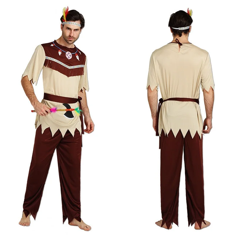 Adult Children's Halloween Cosplay Costumes Grey White Indian Clothing Indigenous Costumes Masquerade Dance Performance