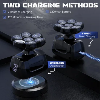 SEJOY Electric Shaver for Men 7D Magnetic Floating Wet/Dry Head Razor Hair Trimmer USB Rechargeable LED Display Beard Trimmers 3