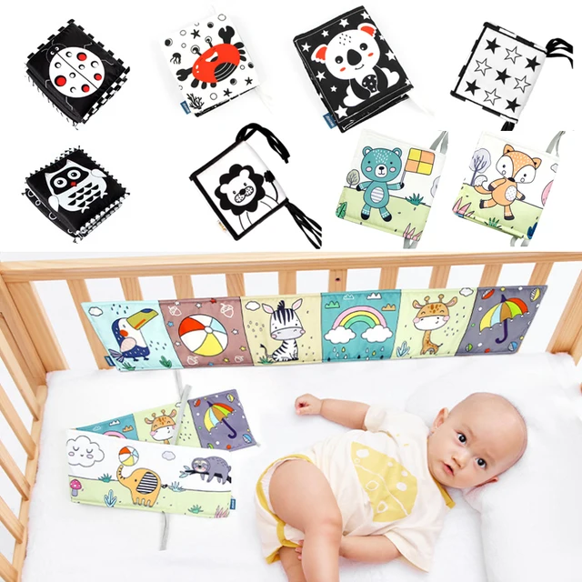 Newborn Sensory Toys For Babies Educational Baby Book Crib Toys Black White Baby Toys Animal Cloth Book Baby Toys 0 12 Months 1