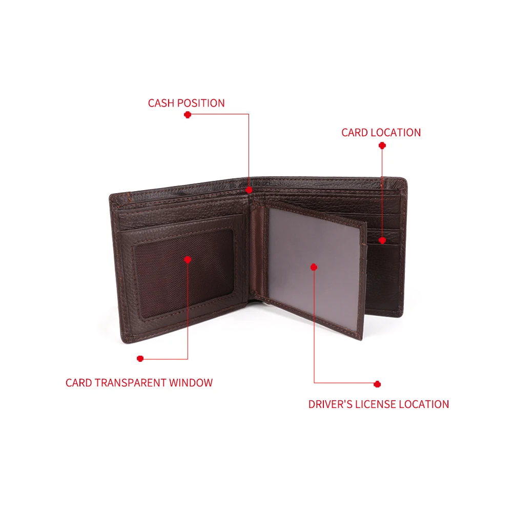 Business leather wallet retro men's Money clip multi-card rfid anti-theft brush fashion gentleman bag Coin purses luxury wallet