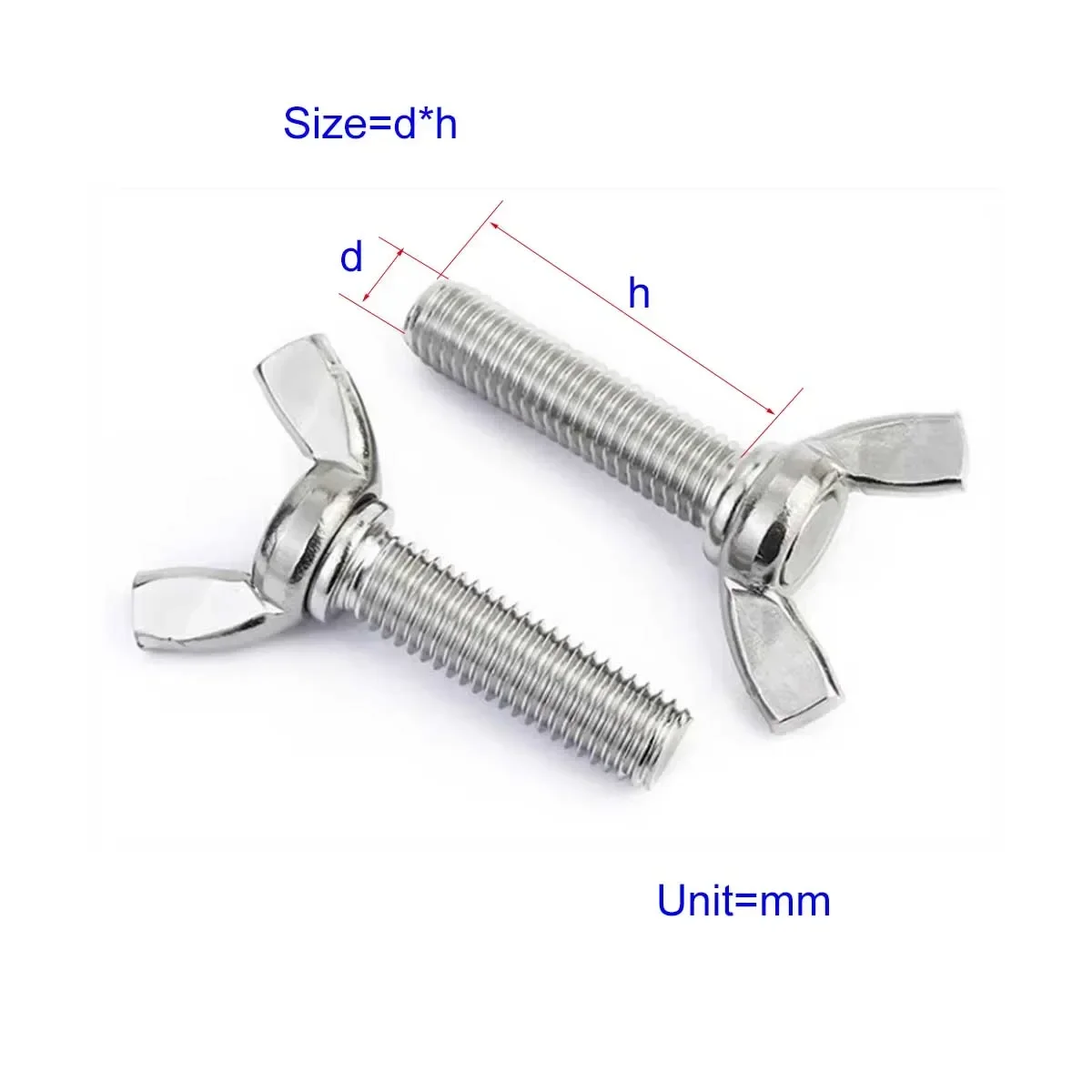 304 Stainless Steel Butterfly Screw Yuanbao Hand Twisted Bolt M3M4M5