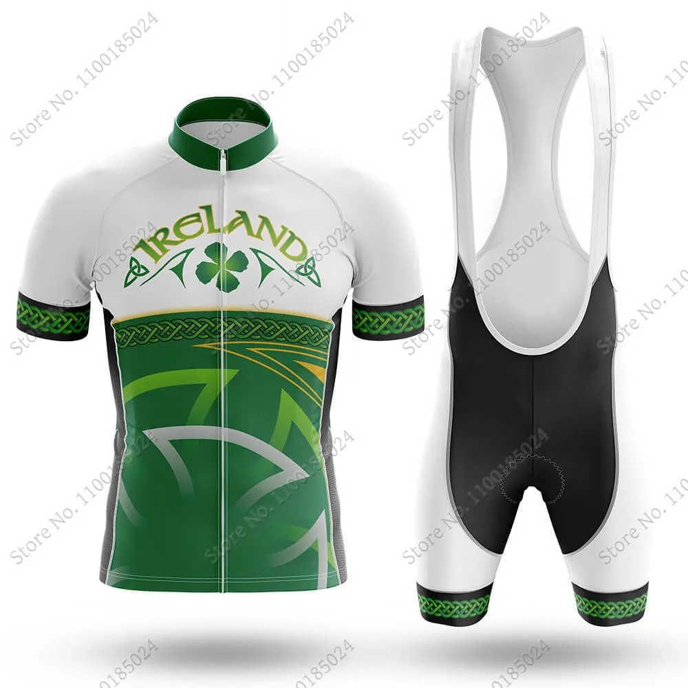Ireland National Cycling Jersey Set Irish Summer Bicycle Clothing Road Bike Shirts Suit Bicycle Bib Shorts MTB Ropa Maillot