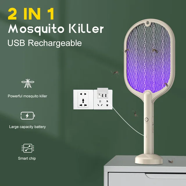 Elektromos Szúnyogos Ütő Gyilkos Légy Swatter Sütő Vezeték Nélküli Akkumulátor -Bug Zapper Rovarok Megöli Otthoni Hibát - Image 2