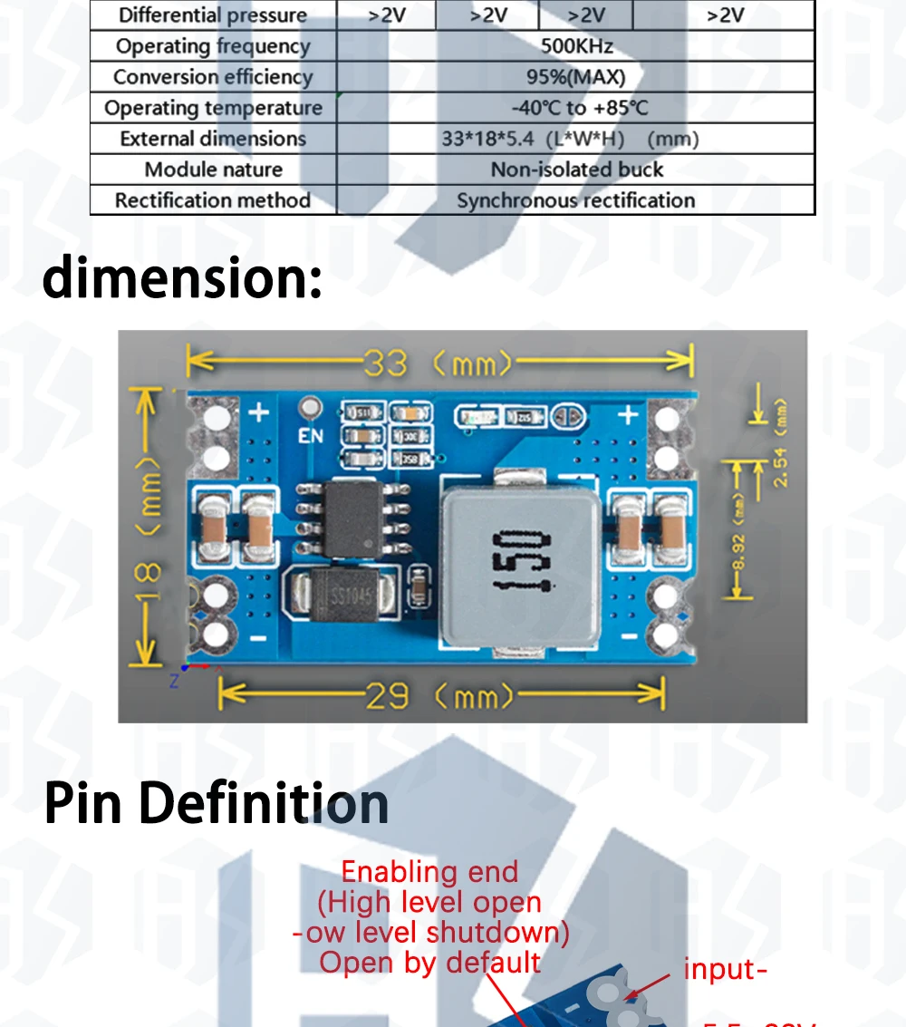 3a 5a DC-DC Buck Step-Down-Strom versorgungs modul 5V-12V 24V bis 5V 3,3 V 9V 12V Fest ausgang Hochs trom mini560 mini360 mp1584e – Detail 6