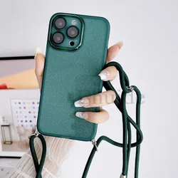 Luxury Crossbody Strap Neck Lanyard Case with Lens Protect and Glitter Finish for Mi 17T Pro (Green)