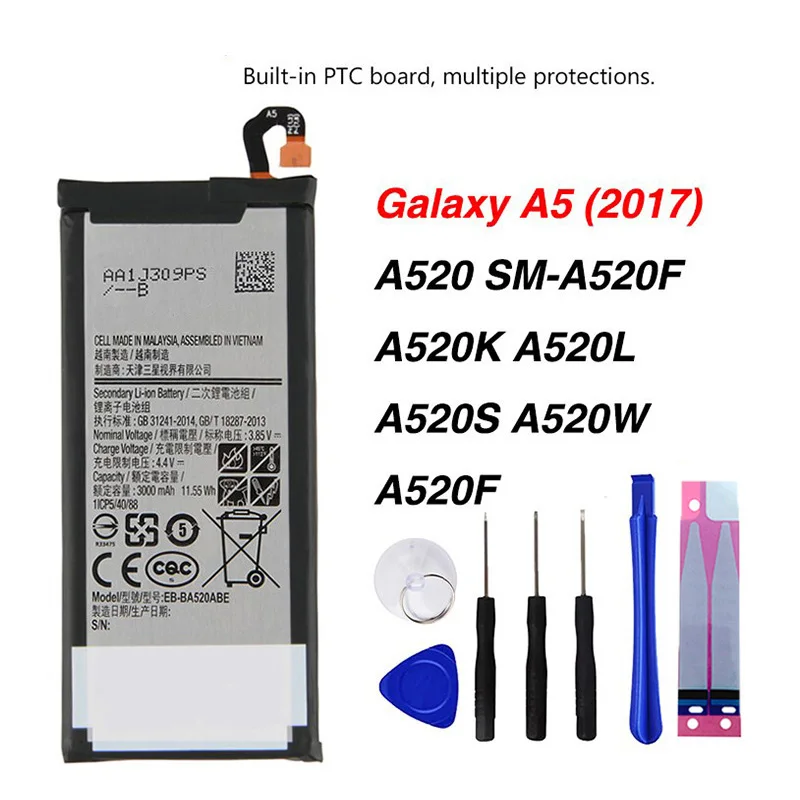 

Original EB-BA520ABE Battery For Samsung GALAXY A5 2017 A520 SM-A520F 2017 A520F 3000mAh