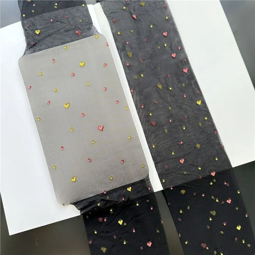 2Pcs 패션 투명한 하트 롱 스타킹 초박형 로리타 JK 스타일 메쉬 팬티 스타킹 나일론 하라주쿠 컬러 풀 한 도트 스타킹 소녀