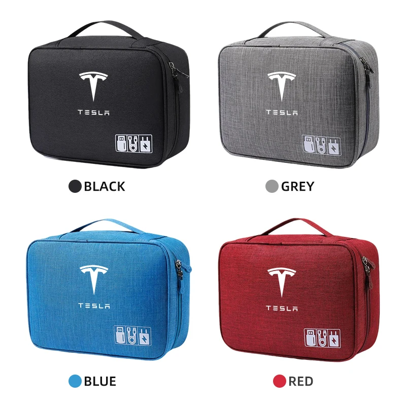 Car Logo Travel Cable Digital Electronic Storage Bag For Tesla Model 3 Y S X Cybertruck Juguete Roadster Coil Bonina Accessories 3