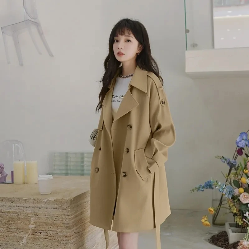 

Trench Coat for Women Windbreaker Autumn New Trench Korean Fashion Jackets Women's Clothing Solid Jackets Casual Long Coat