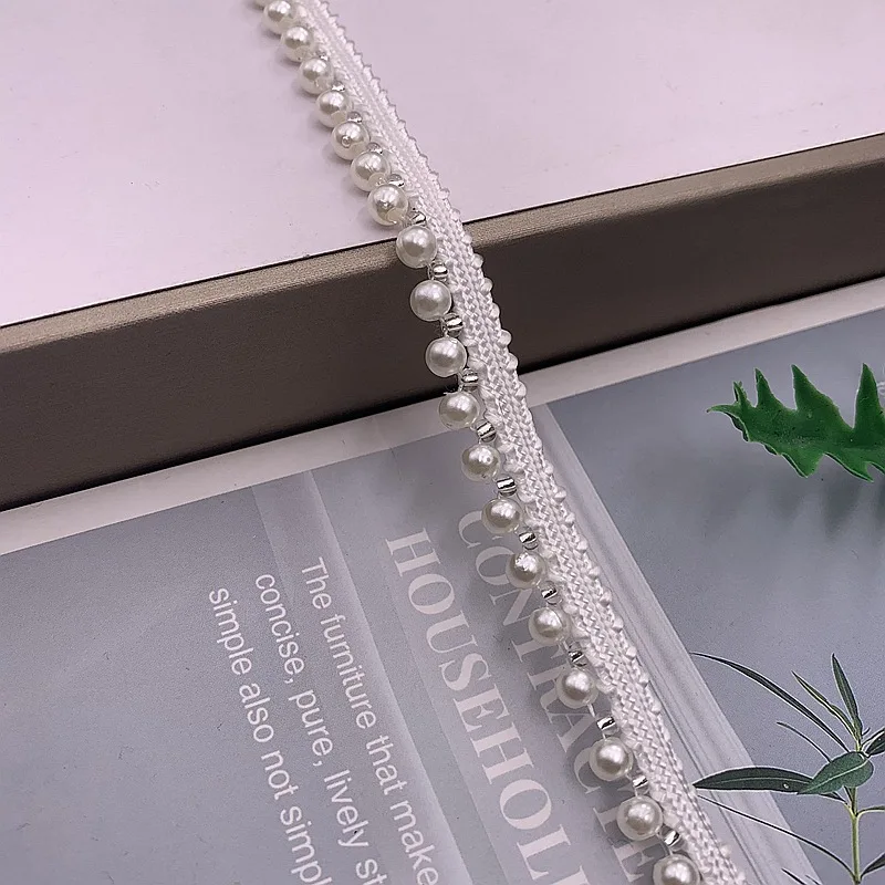 Białe ręcznie robione zroszona koronka do wykańczania akcesoria do dekoracji odzież etniczna koronkowa wstążka wykończeniowa perła DIY akcesoria