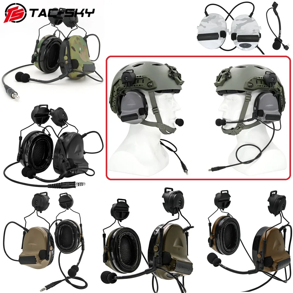 TS TAC-SKY COMTAC II Tactical Helmet ARC Rail Adapter Bracket C2 Headset for Tactical Airsoft Hunting Hearing Protection Headset