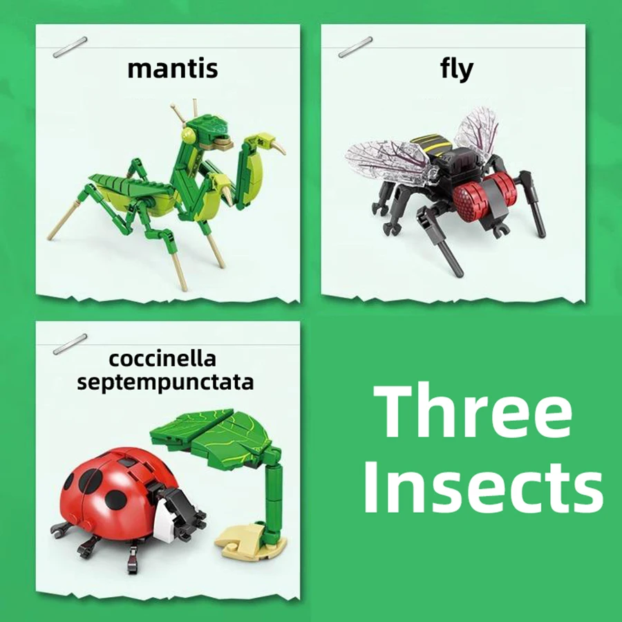Orchid Mantis Building Blocks: Small Insect Collection Toy Set