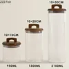 Wooden Lid Glass Storage Jar Creative Modern Household Miscellaneous Grain Storage Jar Kitchen Food Sealed Jar Storage Ornaments 5