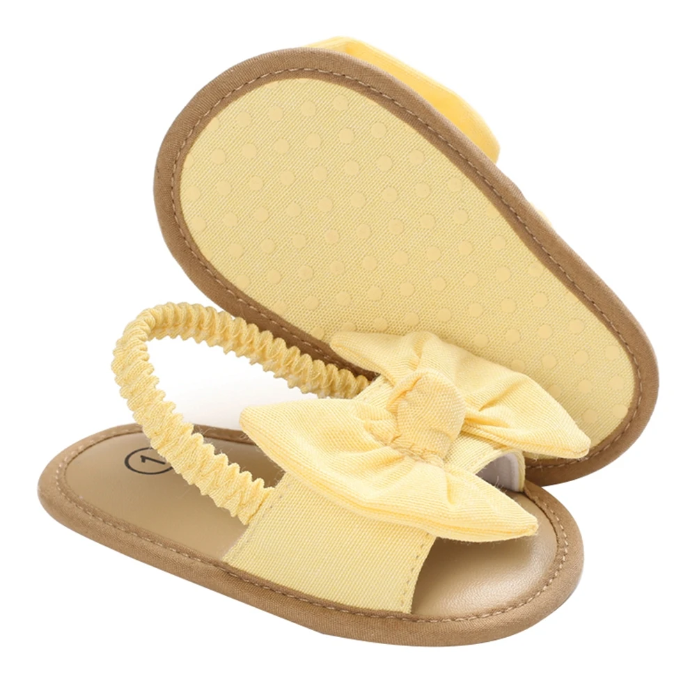VISgogo Baby Girls Bowknot Sandals Anti-slip Soft Sole Prewalker Summer Princess Crib Shoes Solid Color Flat Clogs Sandals kids sandals,baby sandals