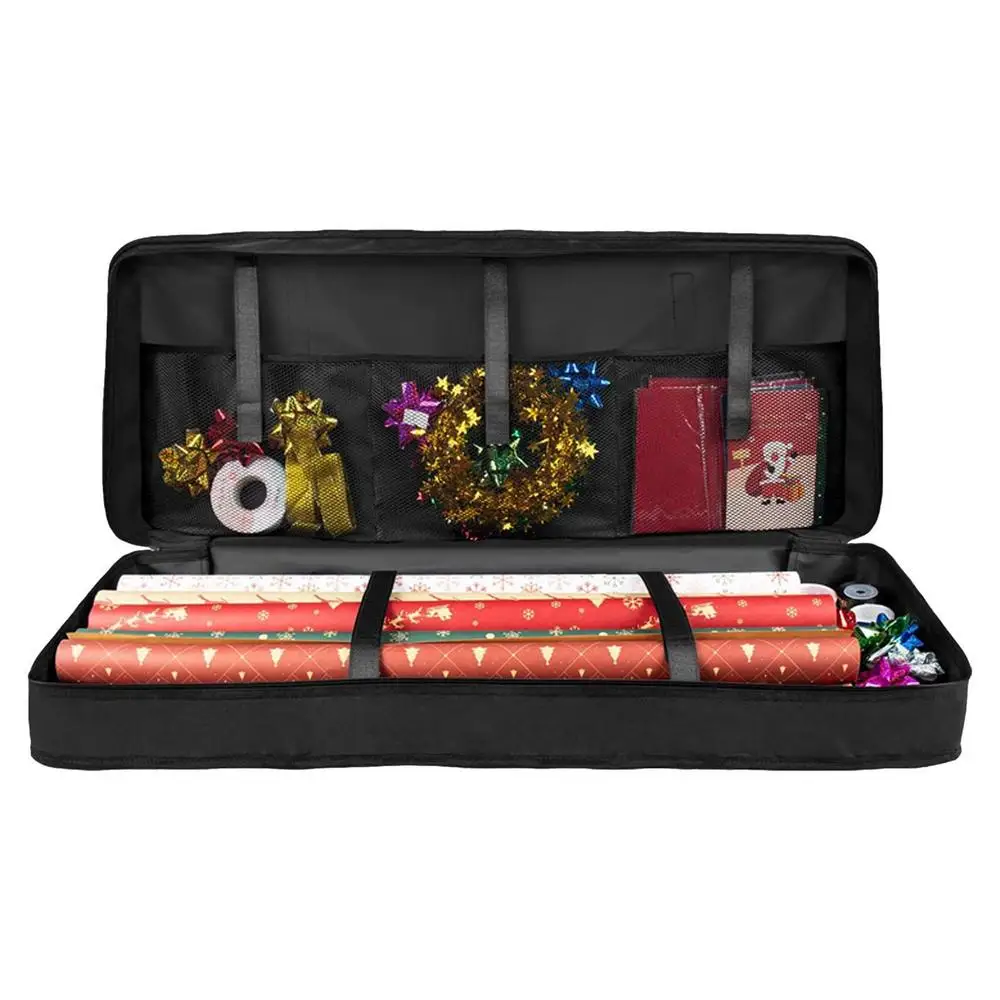 Description Picture 5 of itemChristmas Gift Wrap Storage Bag Underbed Storage Organizer With Thicken Handles Xmas Wrapping Paper Storage Box