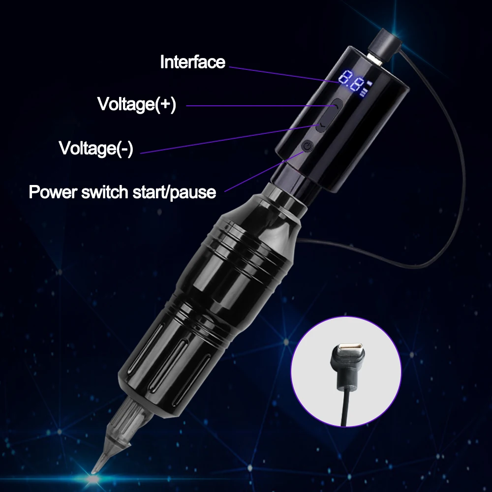 Tattoo Supplies Tattoo Kit Professional Mini Wireless Power Supply For Tattoo Machine Portable Battery RCA/DC Jack LED Digital Screen Type-C Cord