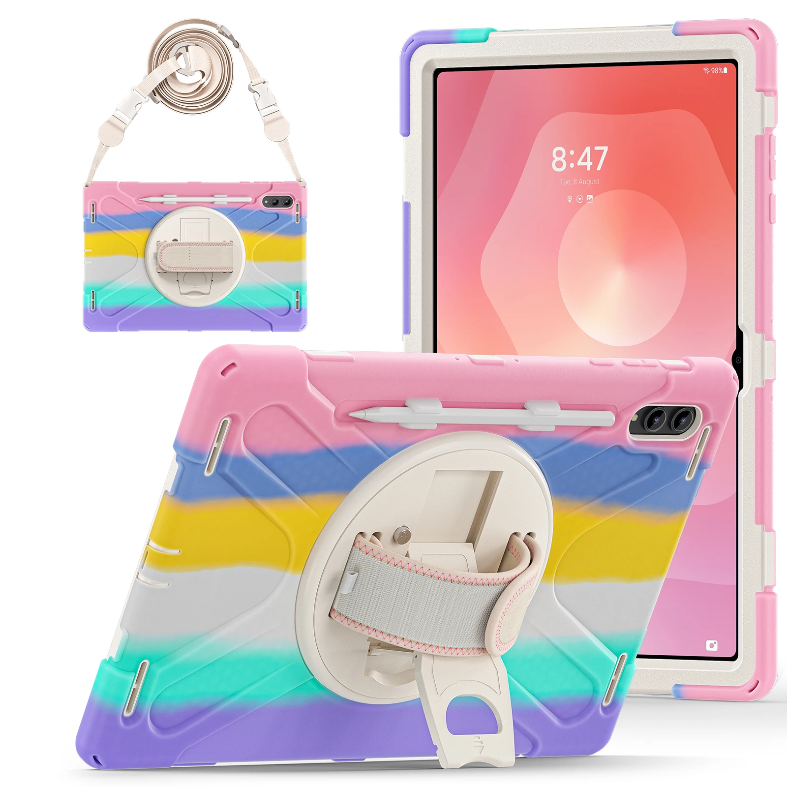 Rotating Stand Rugged Tablet Cover with Shoulder Strap