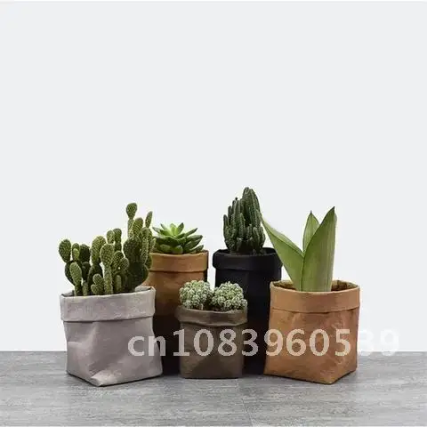 

Small Plants Kraft Paper Flower Pot Cover Reusable Storage Bag for Succulents Vegetables Nordic Home Organizer Pouch Mini Grow