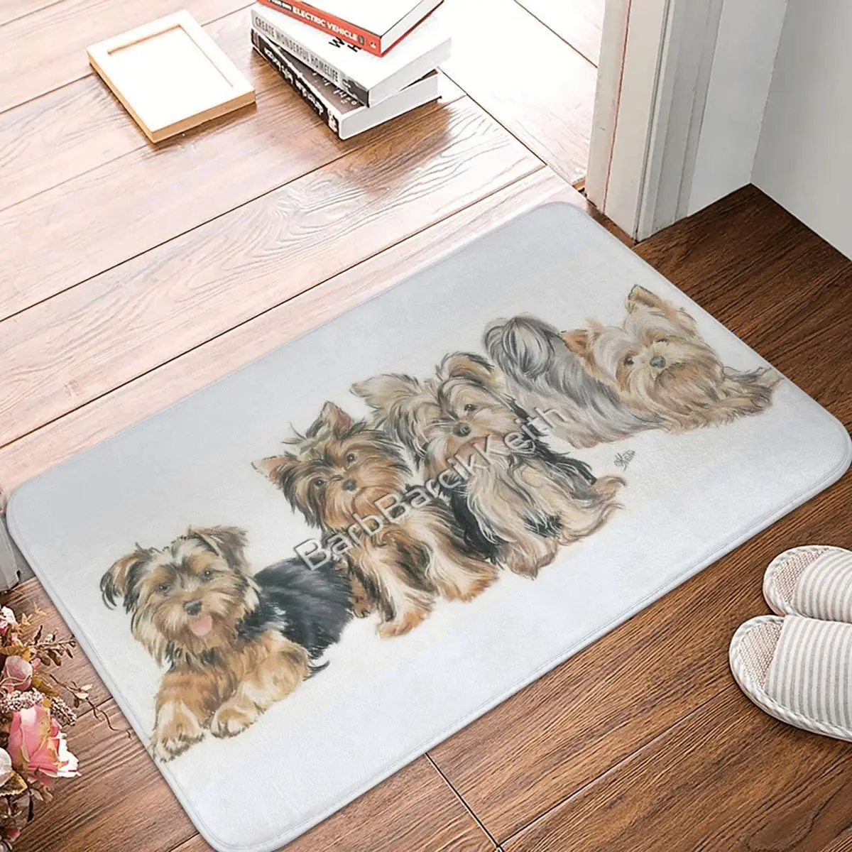 

Yorkshire Terrier Puppies 40x60cm Carpet Polyester Floor Mats Fashionable Doorway Gifts