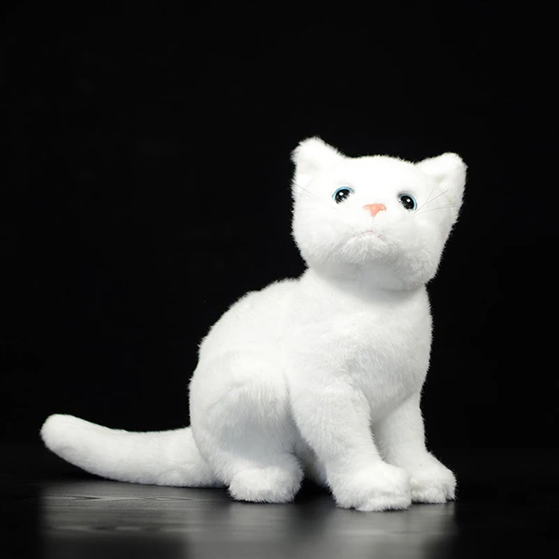 

Real Life Cute White Black Cows Cat Kids Gift Soft Stuffed Felis Catus Plush Toy Lifelike Simulation Animal Model Child Doll