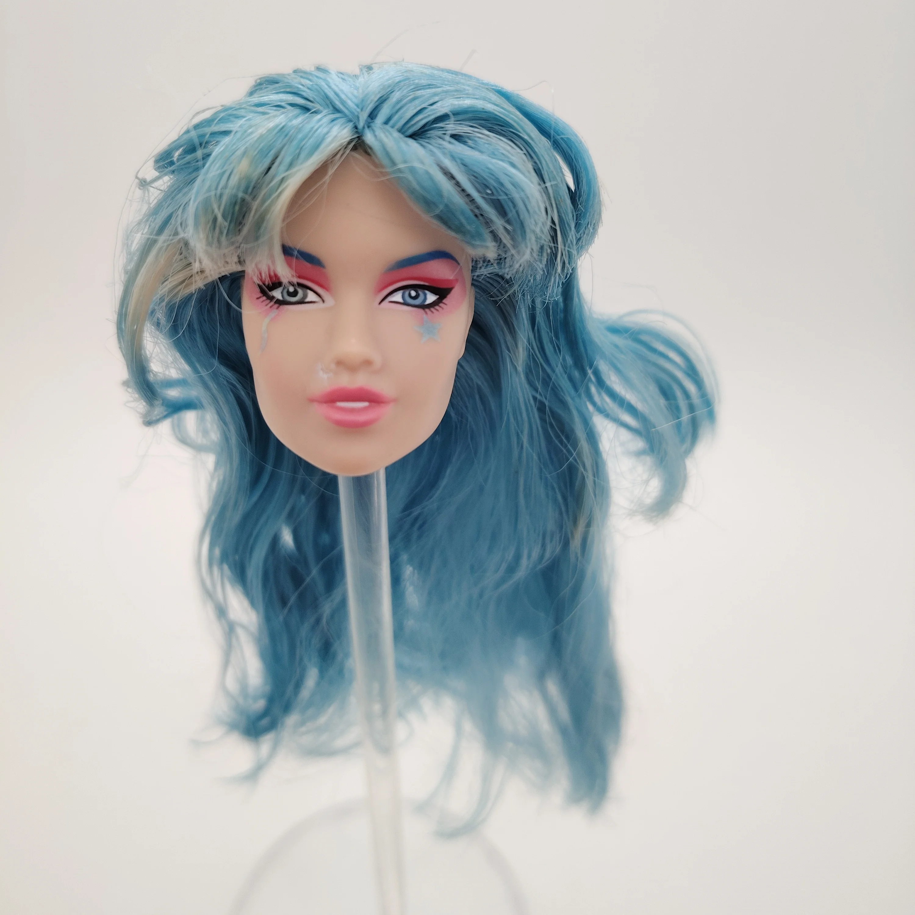 

Fashion Royalty Jem And The Holograms Blue Color Hair Kika Yeung Aja Leith 1/6 Scale Integrity Doll Head OOAK