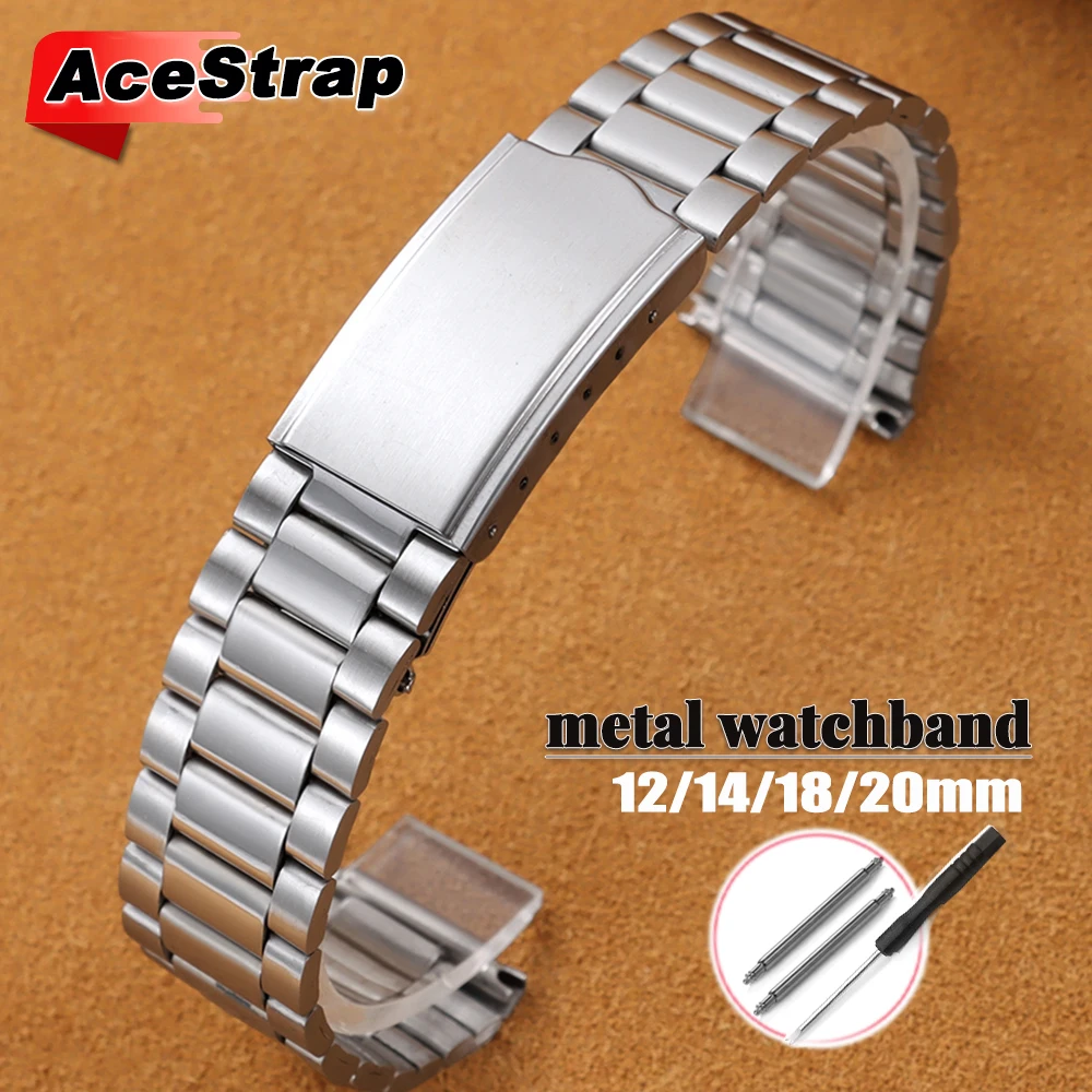 Elegant Silver Universal Steel Watch Band - Premium Metal Bracelet Replacement Wristband