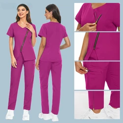 Operating Room Medical Uniform Hospital Scrubs Sets Short Sleeve Nurse Nursing Accessories Tops Pants Scrubs Suits High Quality