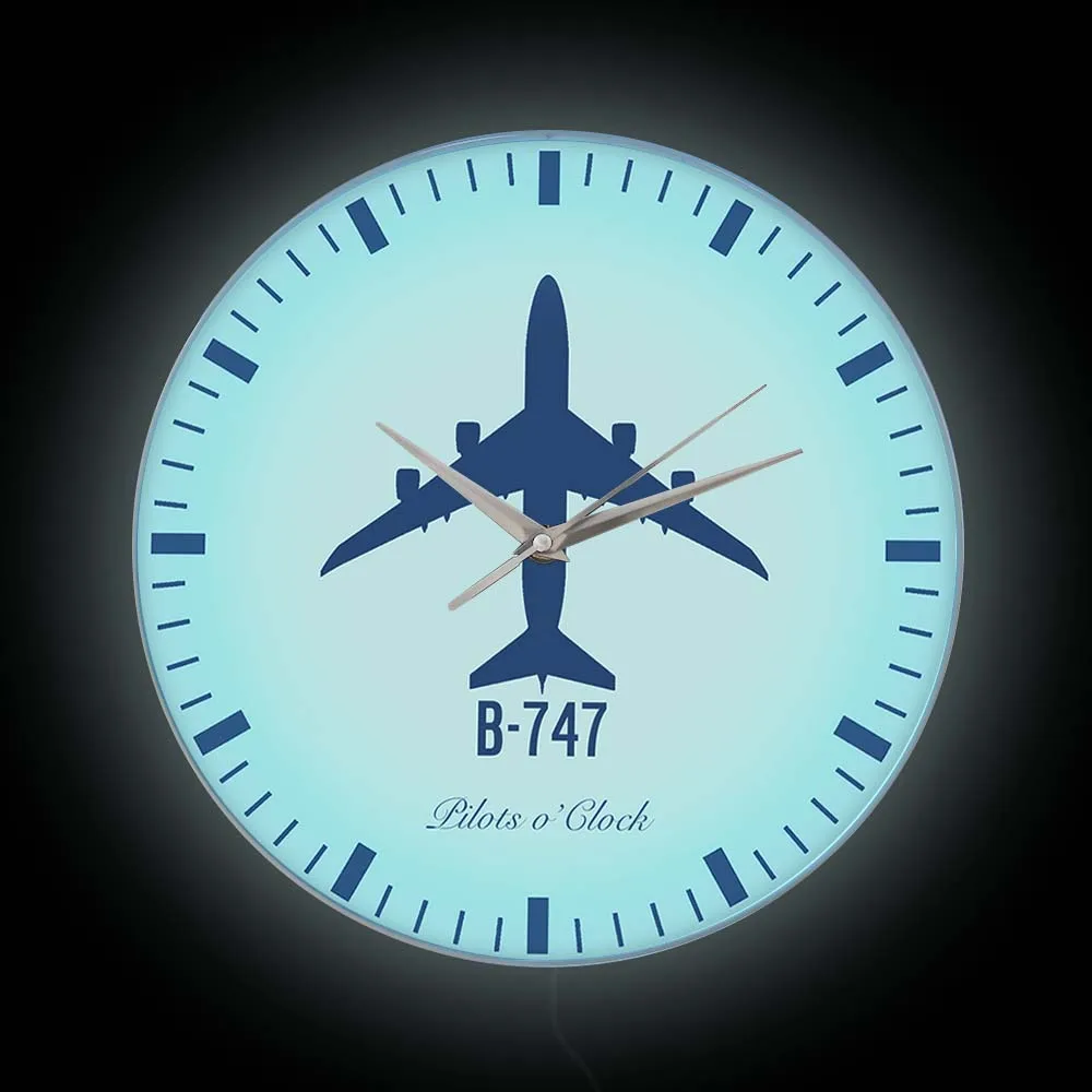 Boeing 747 Aereo Passeggeri Design Moderno Orologio Da Parete Illuminato A Led Pilot Home Decor Aereo Orologio Da Parete Orologio Da Notte
