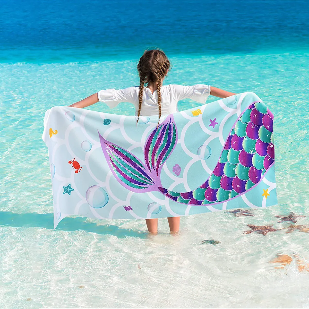 Rainbow Unicorn Beach Towel Microfiber Bath Towel With Hood for Kids Adult Cartoon Wearable Beach Wrap Blanket 70x140cm