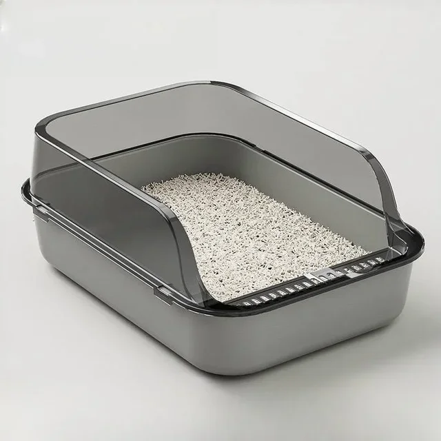 Semi-enclosed Cat Litter Box Kitty Sandbox Splashproof Cat Tray Cat Toilet Cleaning Basin Supplies Pet Toilet Kitten Tray Bedpan 3