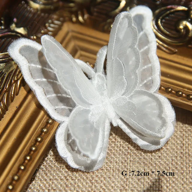 20 Pezzi Toppe Ricamate A Farfalla - Organza Per Abiti Da Sposa E Fai Da Te - Foto 5