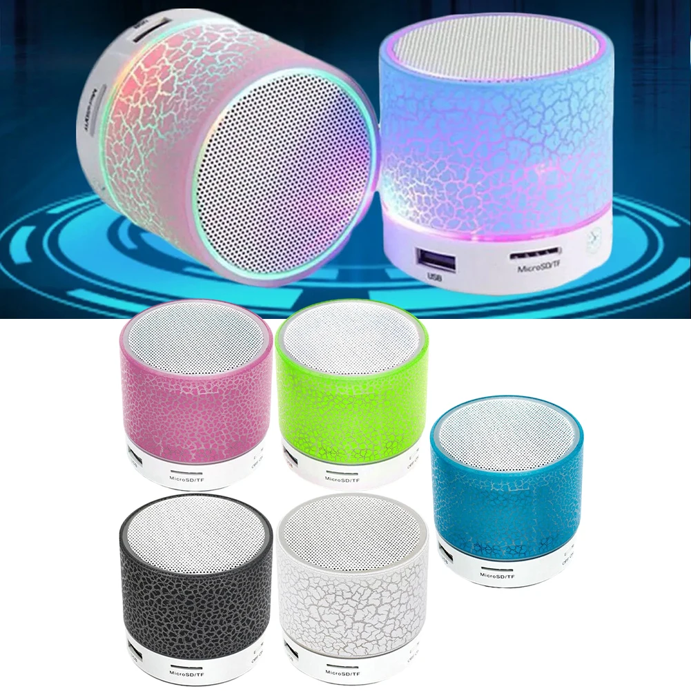 MiniCrackleWirelessBluetoothSpeakerPortableCarAudioDazzlingCrackLEDLightsSubwoofer