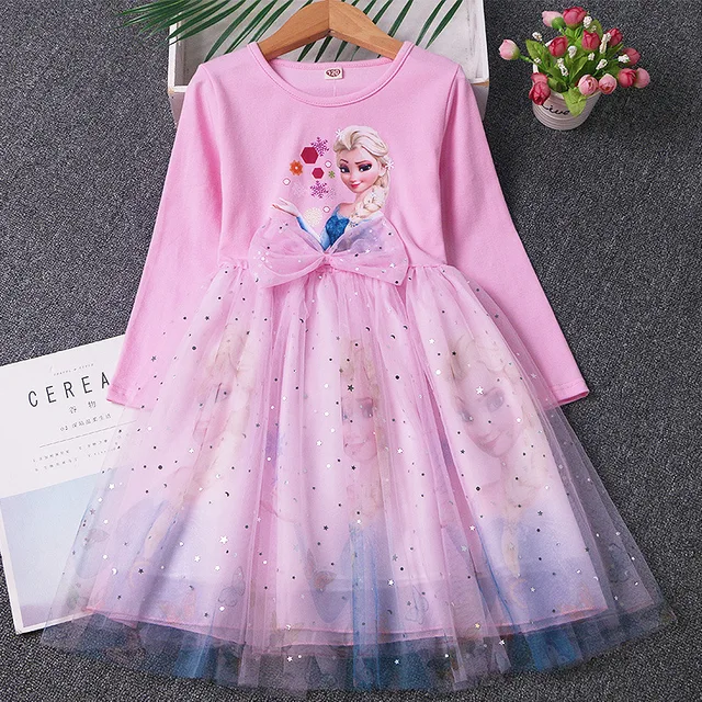 2023 New Elsa Princess Dress Baby Girls Dress Spring Autumn Dress Long-sleeved For Children s Clothes Frozen Party Dress 2-8Y