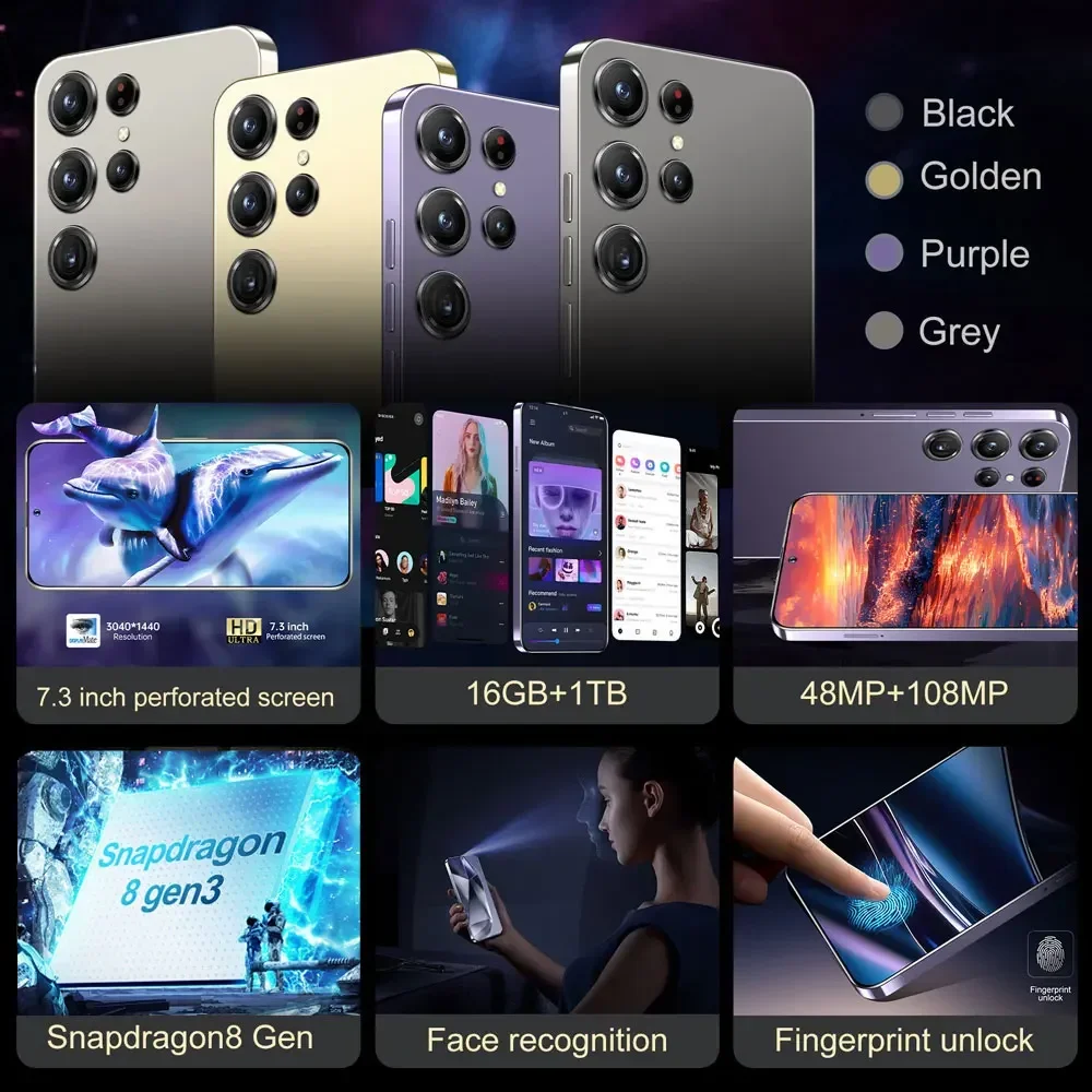 S25 Ultra оригинальные мобильные телефоны 16 ГБ + 1 ТБ смартфон 5G 7800 ...