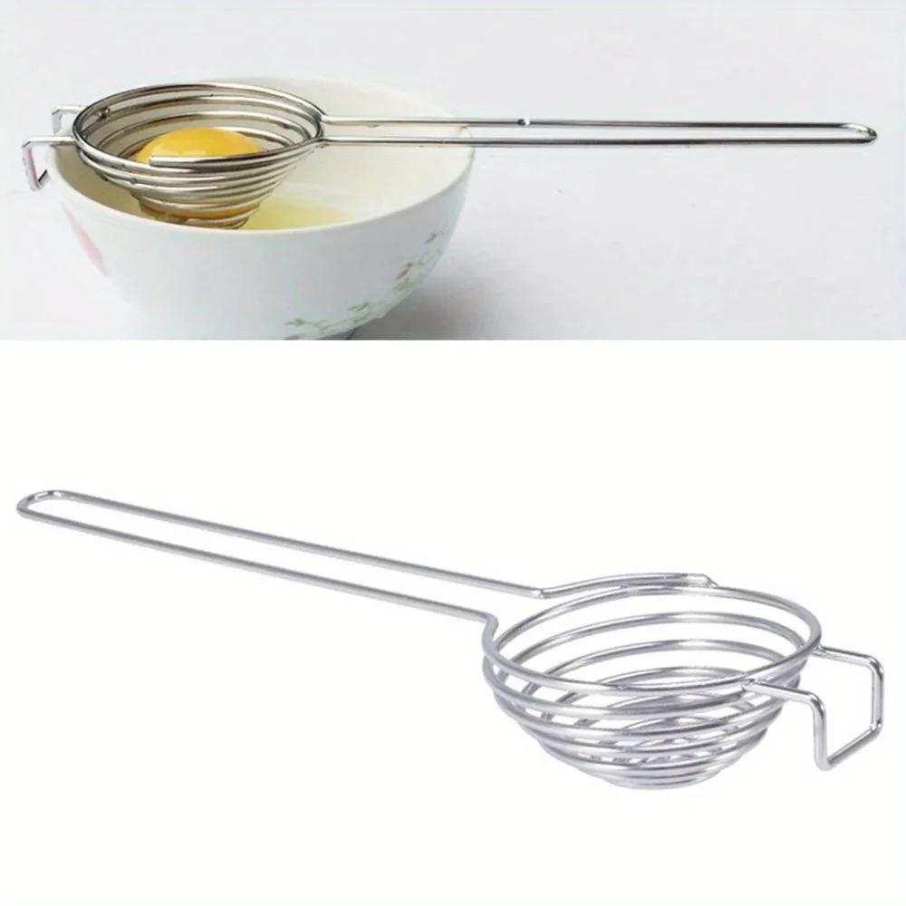 Egg Separator 1PC Spiral 304 Stainless Steel Egg White Separator Egg Yolk Remover Divider with Long Handle Kitchen Tool