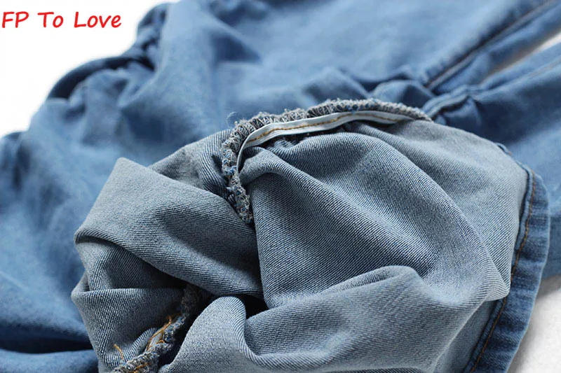 FP To Love Woman Vintage Flare Wide Leg Jeans Pleated 2022SS Spring Autumn Stylish Blue Black Denim Long Stretch Trousers chrome hearts jeans