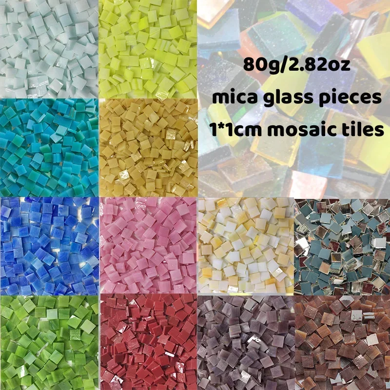 80g/2.82oz(110pcs) 1cm Square Colored Glass Mirror Mosaic Tiles Art Glass Crafts Materials DIY Bulk Mica Decoration For glass mosaic tiles,diy mosaic supplies,mirror mosaic tiles