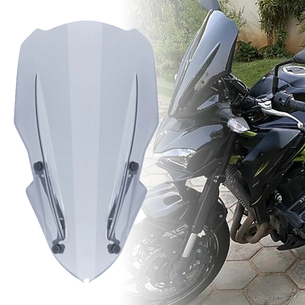 Qii lu Motorcycle Windshield Windscreen with Mounting Bracket Wind Deflector Fairing for Kawasaki Z900 2017-2019 with Screws and Accessories Black 