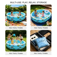 Piscine gonflable ronde arc-en-ciel 3 couleurs, design à 3 couches de chambre à air, portable, pour jardin extérieur, jeux aquatiques pour enfants 5
