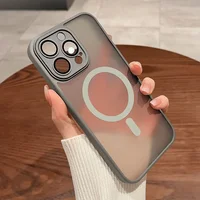 Magnetic Luxury Matte Translucent Armor Shockproof Case For iPhone 14 13 12 11 15 Pro Max Plus For Magsafe Wireless Charge Cover 4